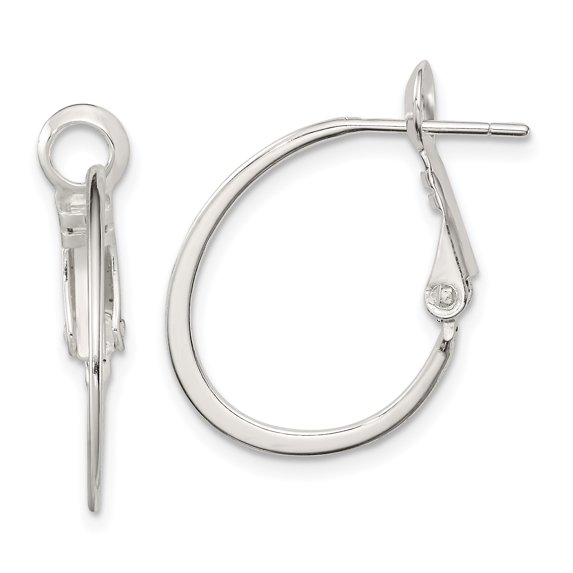 Sterling Silver 1.5mm Oval Omega Back Hoop Earrings Sterling Silver Earrings