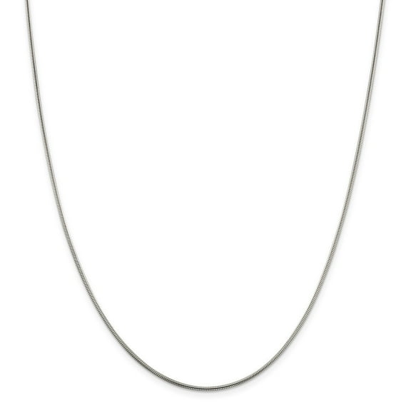 Sterling Silver 1.5mm Round Snake Chain Necklace - 10.3 Grams - 24 Inch - Lobster Claw