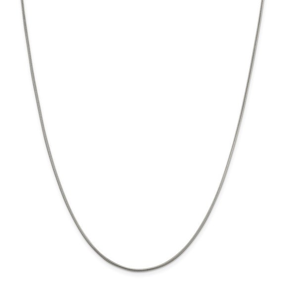 Sterling Silver 1.5mm Round Snake Chain Necklace - 4.4 Grams - 20 Inch - Lobster Claw