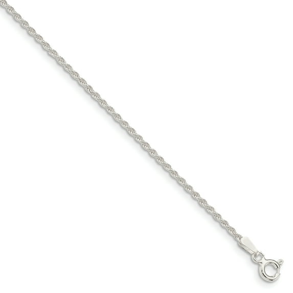 Sterling Silver 1.5mm Solid Rope Chain Anklet Size 10