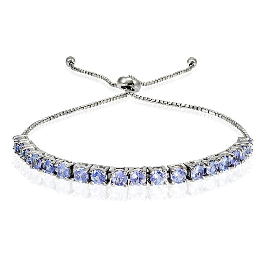 Sterling Silver 1.60ct Tanzanite Adjustable Bracelet