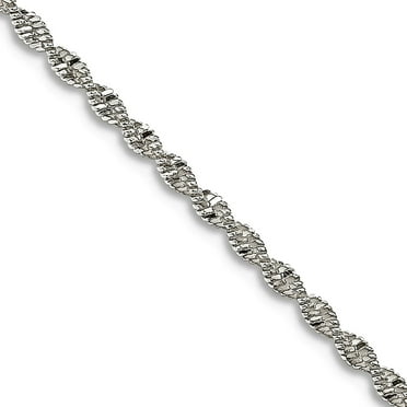 925 Sterling Silver Polished Lobster Claw Closure 1.65mm Twisted Herringbone Chain Necklace 16 Inch Chain-Necklace for W