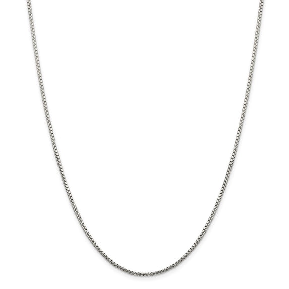 Sterling Silver 1.75mm Half Round Sparkle-Cut Fancy Box Chain Necklace - 10.7 Grams - 30 Inch