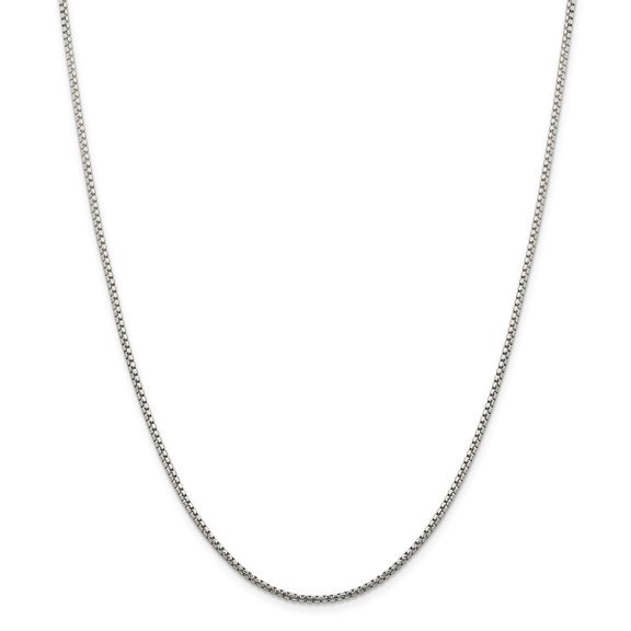 Sterling Silver 1.75mm Half Round Sparkle-Cut Fancy Box Chain Necklace - 7.1 Grams - 20 Inch