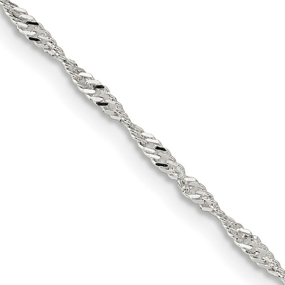 Finest Gold Sterling Silver 1.75 mm Singapore Chain