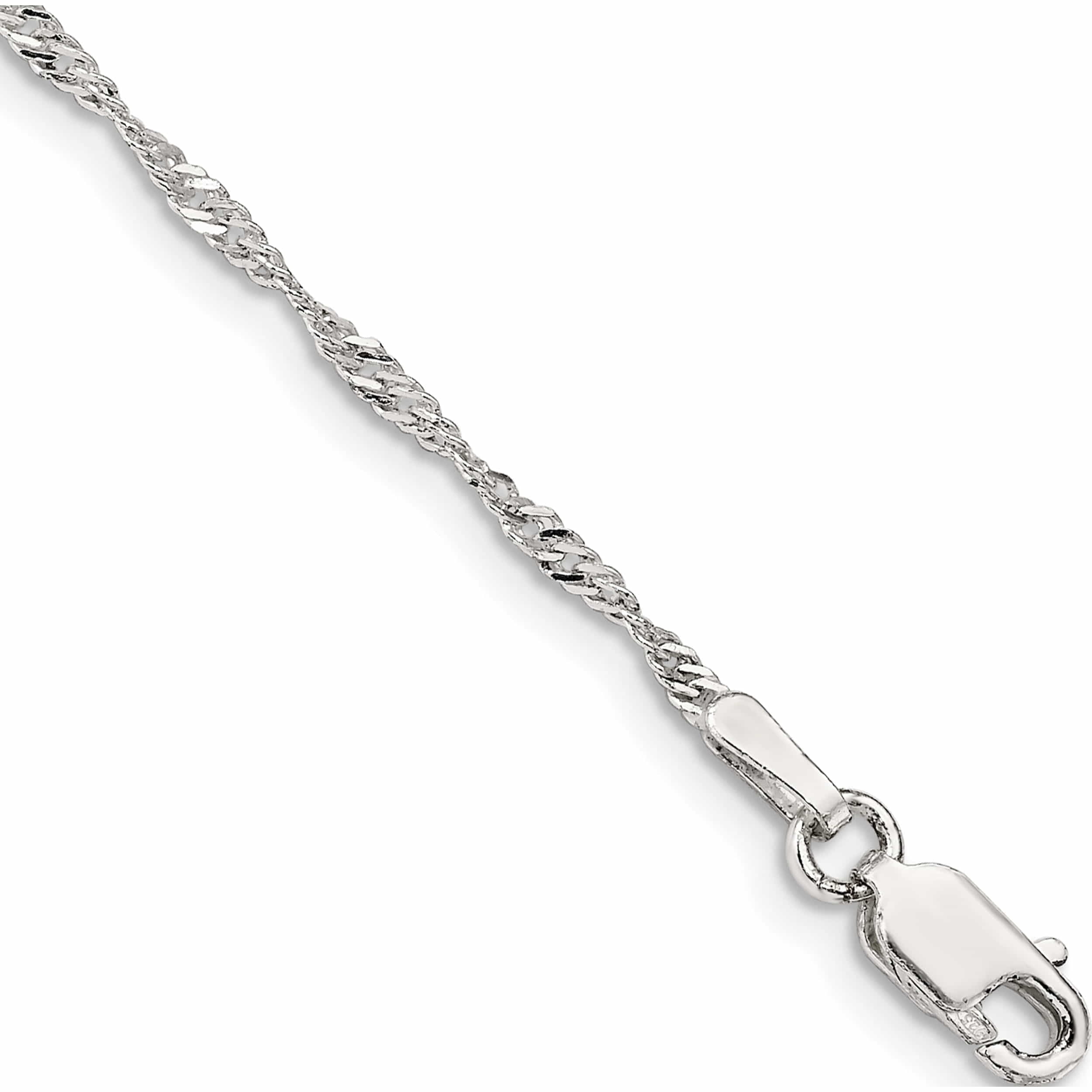 Sterling Silver 1.75mm Singapore Chain Anklet (9 X 1.75) Made In India -Jewelry By Sweet Pea