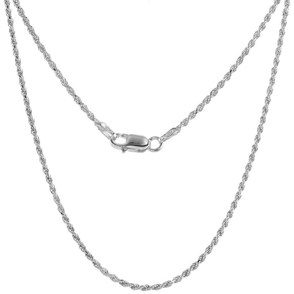 Sterling Silver 1.7mm Rope Chain Anklet for Women Thin Diamond cut Nickel Free Italy 9 inch