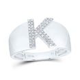 thumbnail image 1 of Sterling Silver 1/8 Cttw Diamond Initial "K" Men's Ring, Men Size: 8-12, 1 of 1