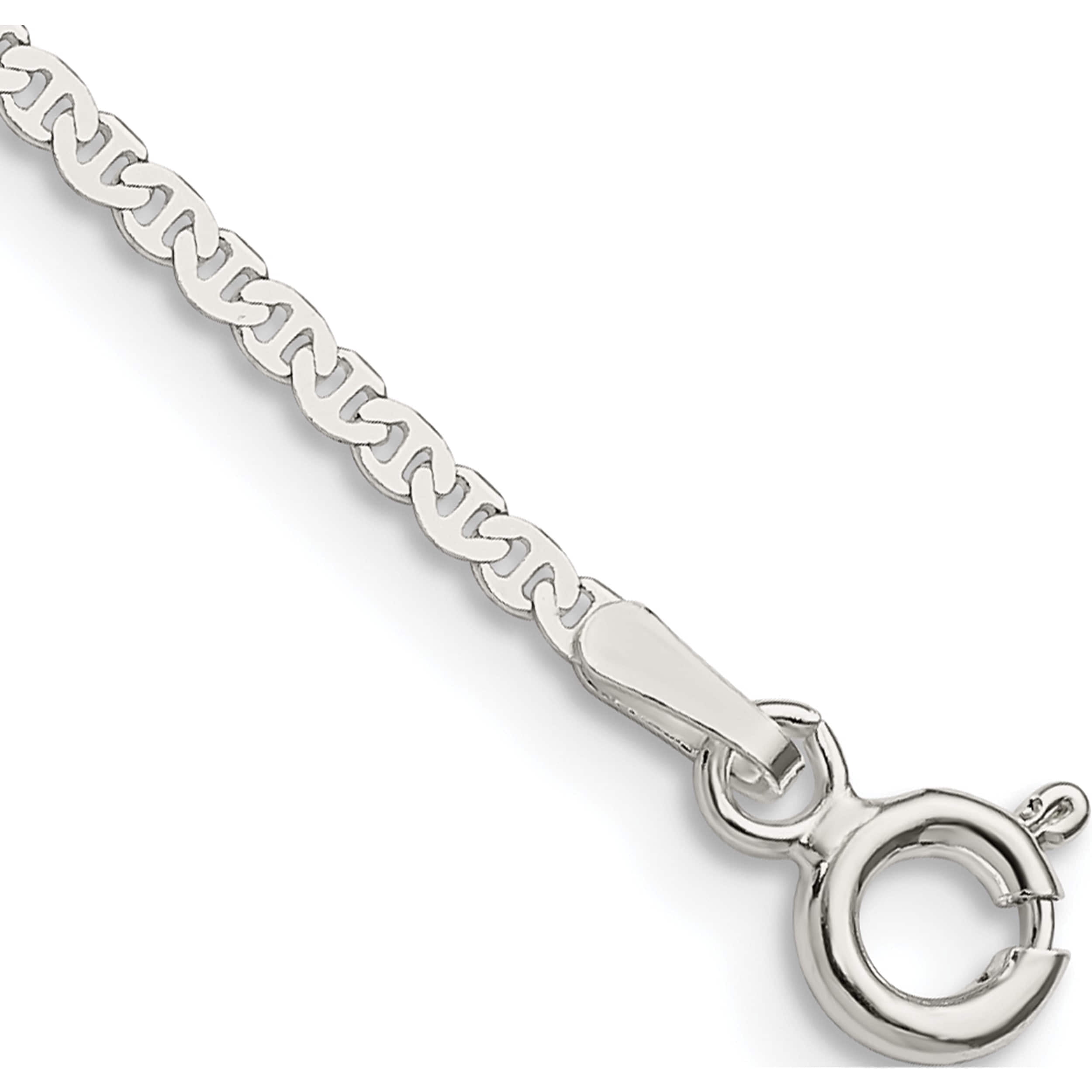 Sterling Silver 1.85mm Flat Anchor Chain Anklet (10 X 1.85) Made In Italy -Jewelry By Sweet Pea