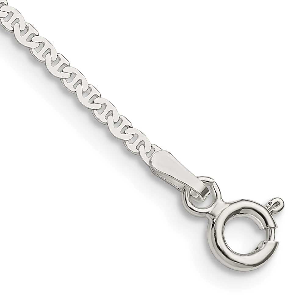 Finest Gold Sterling Silver 1.85 mm Flat Anchor Chain Anklet