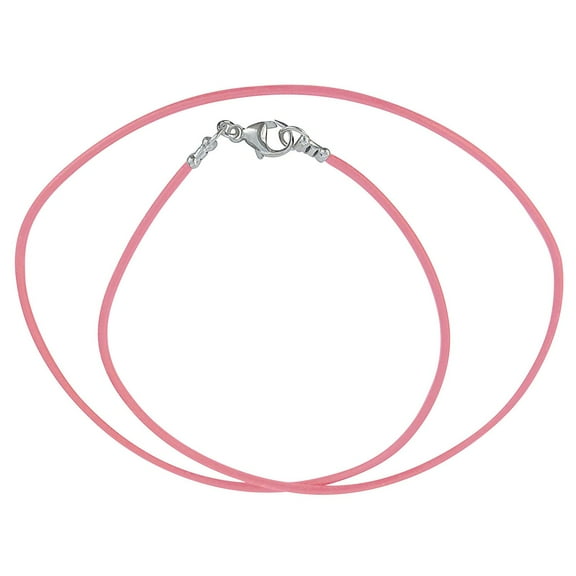 Sterling Silver 1.8mm Fine Pink Leather Cord Necklace - 24 inches
