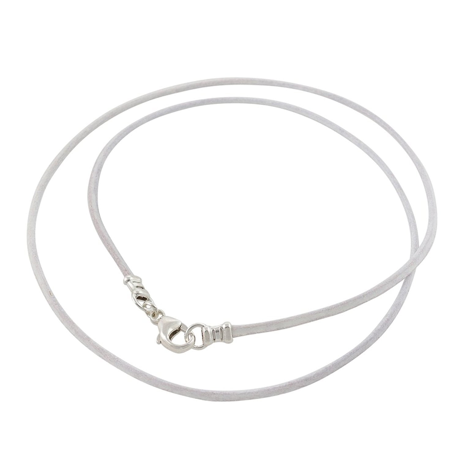 Sterling Silver 1.8mm Fine White Leather Cord Necklace