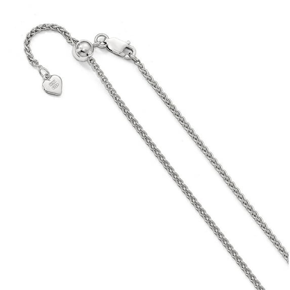 Sterling Silver 1.9 mm Adjustable Spiga Chain Necklace - 7.1 Grams - 22 Inch