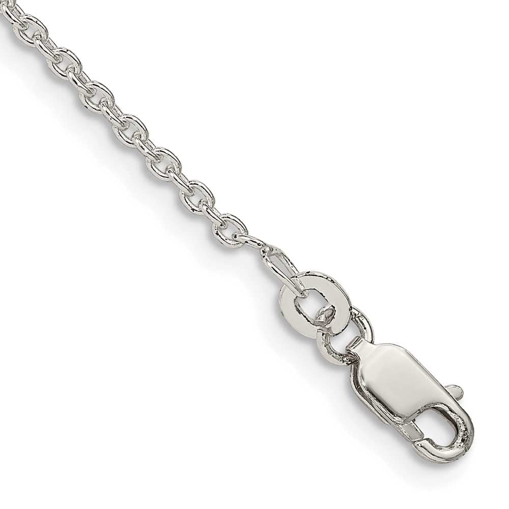 Finest Gold Sterling Silver 1.95 mm Cable Chain Anklet