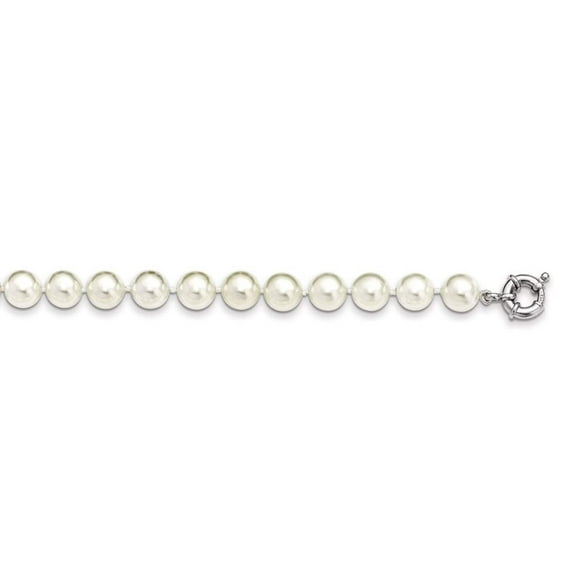 Sterling Silver 10-11mm Shell Bead Necklace