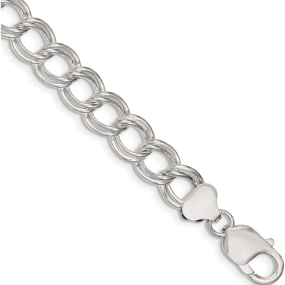 Sterling Silver 10.5mm Double Link Charm Bracelet (8.5 X 10.5) Made In Italy qg2211-8.5