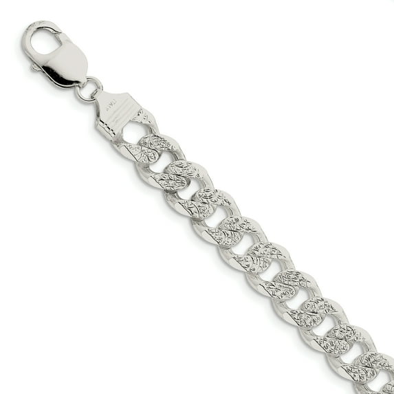 Sterling Silver 10.5mm Pav‚ Curb Chain