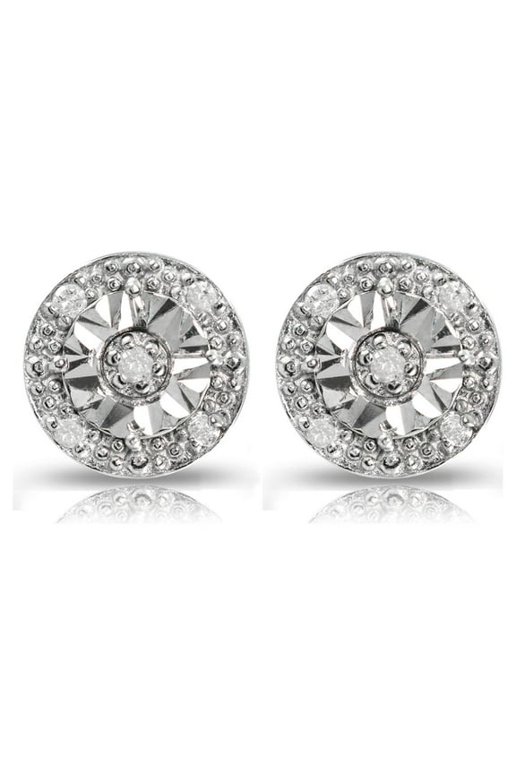 Sterling Silver .10ct Diamond Miracle-Set Round Stud Earrings