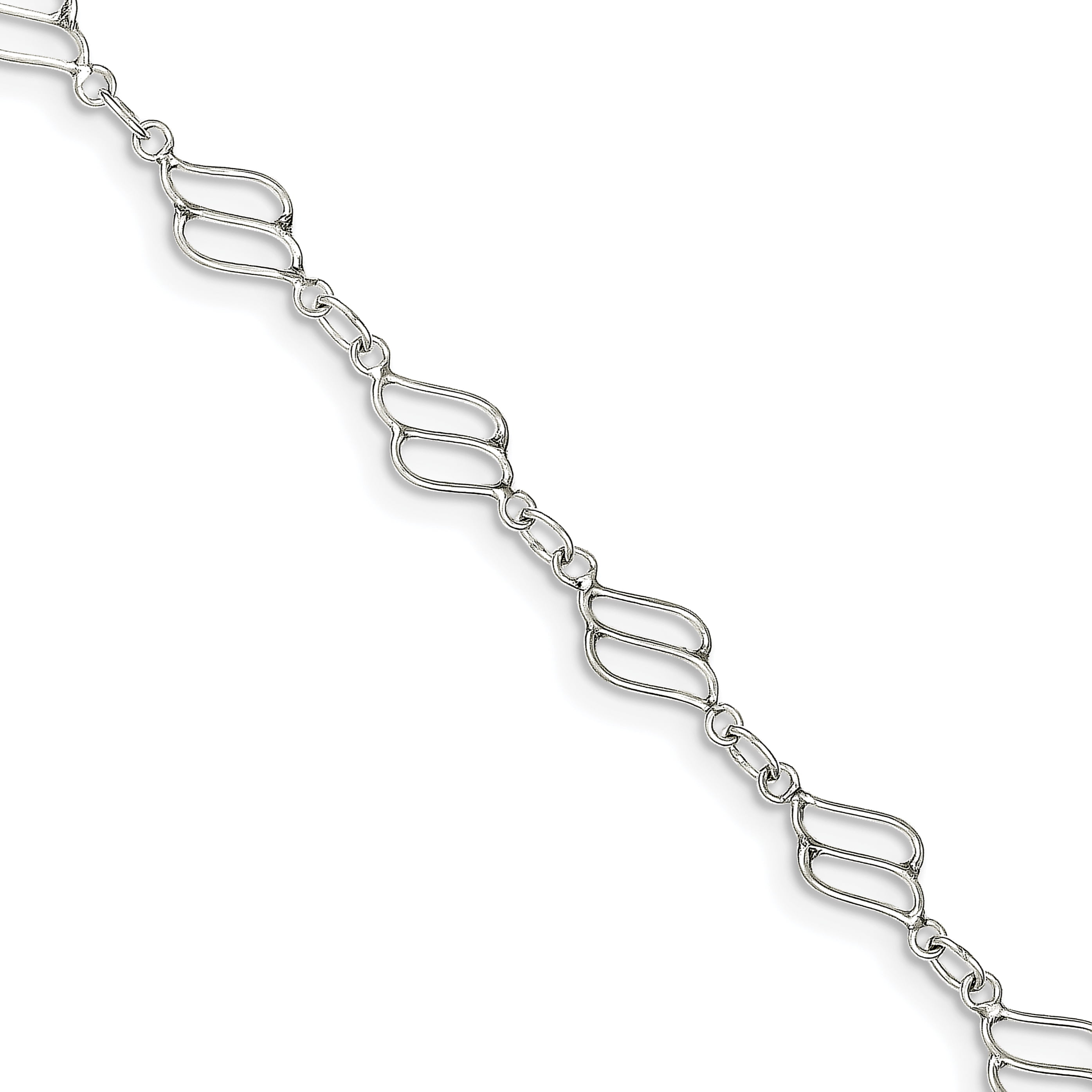 Sterling Silver 10inch Fancy Polished Anklet QG1241