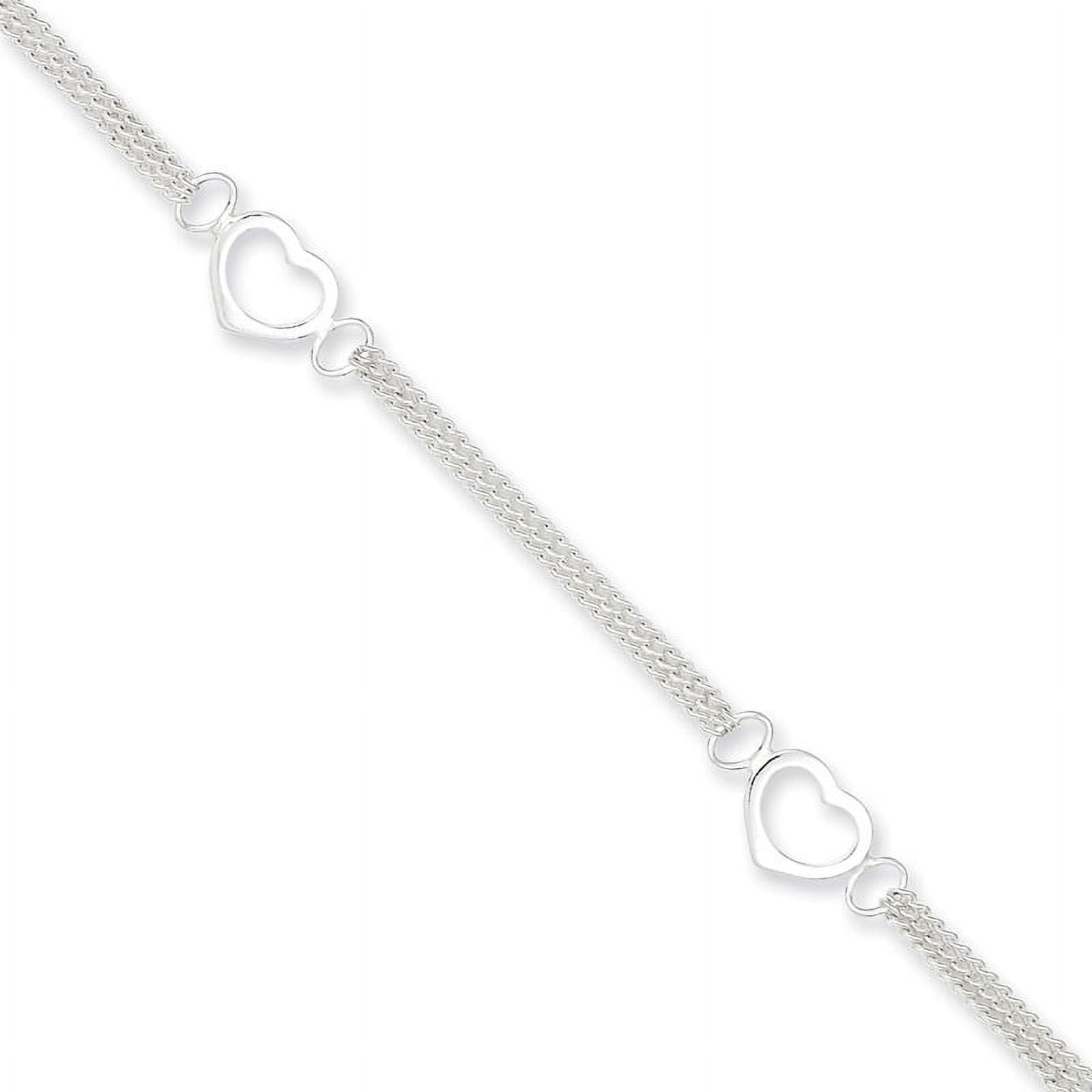 FJC Finejewelers Sterling Silver 10inch Polished Heart Anklet