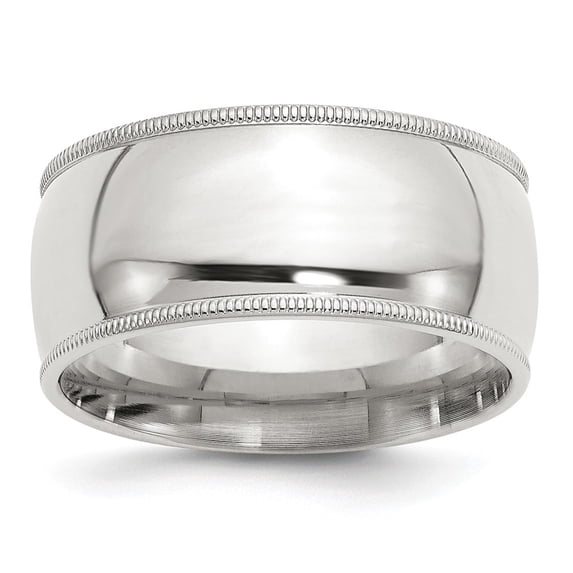 Sterling Silver 10mm Comfort Fit Half Round Milgrain Size 7.5 Band
