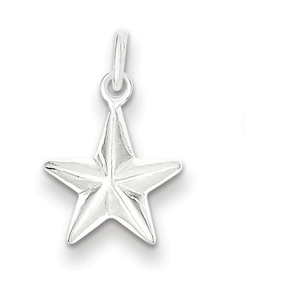 925 Sterling Silver Hollow Polished Star Charm 18x12mm Wide Pendant Necklace for Women - 1.1 Grams