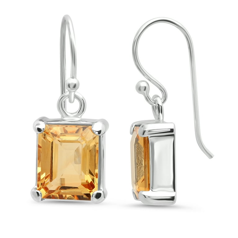 Emerald cut store citrine earrings