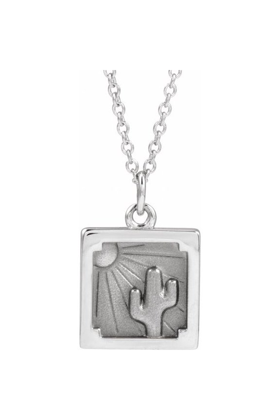 Sterling Silver 12.3 X 10 Mm 16-18 In Polished Desert Necklace