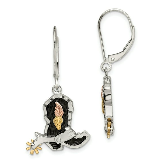 Sterling Silver & 12K Antiqued Boot with 10K Spur Earrings