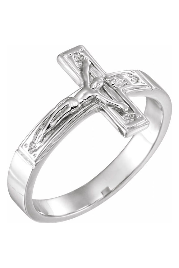 Sterling Silver 12mm Crucifix Chastity Religious Fashion Ring Fine Jewelry For Women Gifts For Her, Size 6