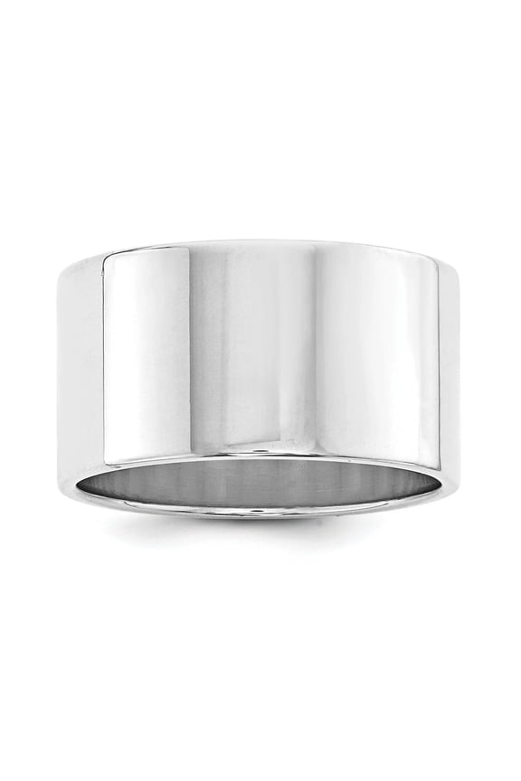 925 Sterling Silver Polished Flat Band Lightweight 12mm Flat Size 10.5 Band Ring Ring for Women and Men