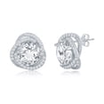 thumbnail image 1 of Sterling Silver 12mm Round Cubic Zirconia Love Knot Design Earrings, 1 of 4
