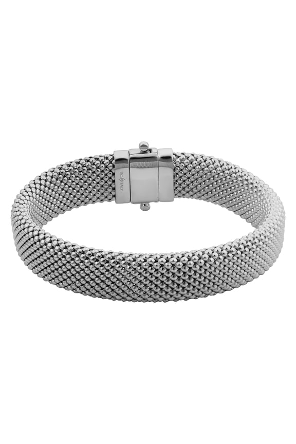 KoolJewelry Sterling Silver 13mm Puffed Mesh Bracelet (7.5 inch)