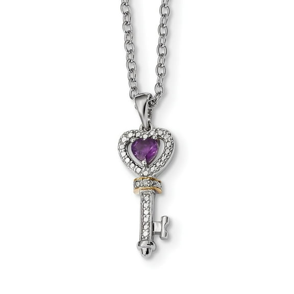 Sterling Silver & 14K Amethyst and Diamond Key Necklace