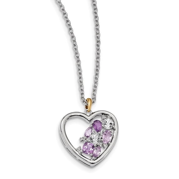 Sterling Silver & 14K Amethyst and Topaz and Diamond Necklace