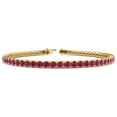 thumbnail image 1 of Sterling Silver 14K Gold Pletad Lab Created Ruby Tennis Bracelet, Round Cut Gemstones, Classic Design, 1 of 2