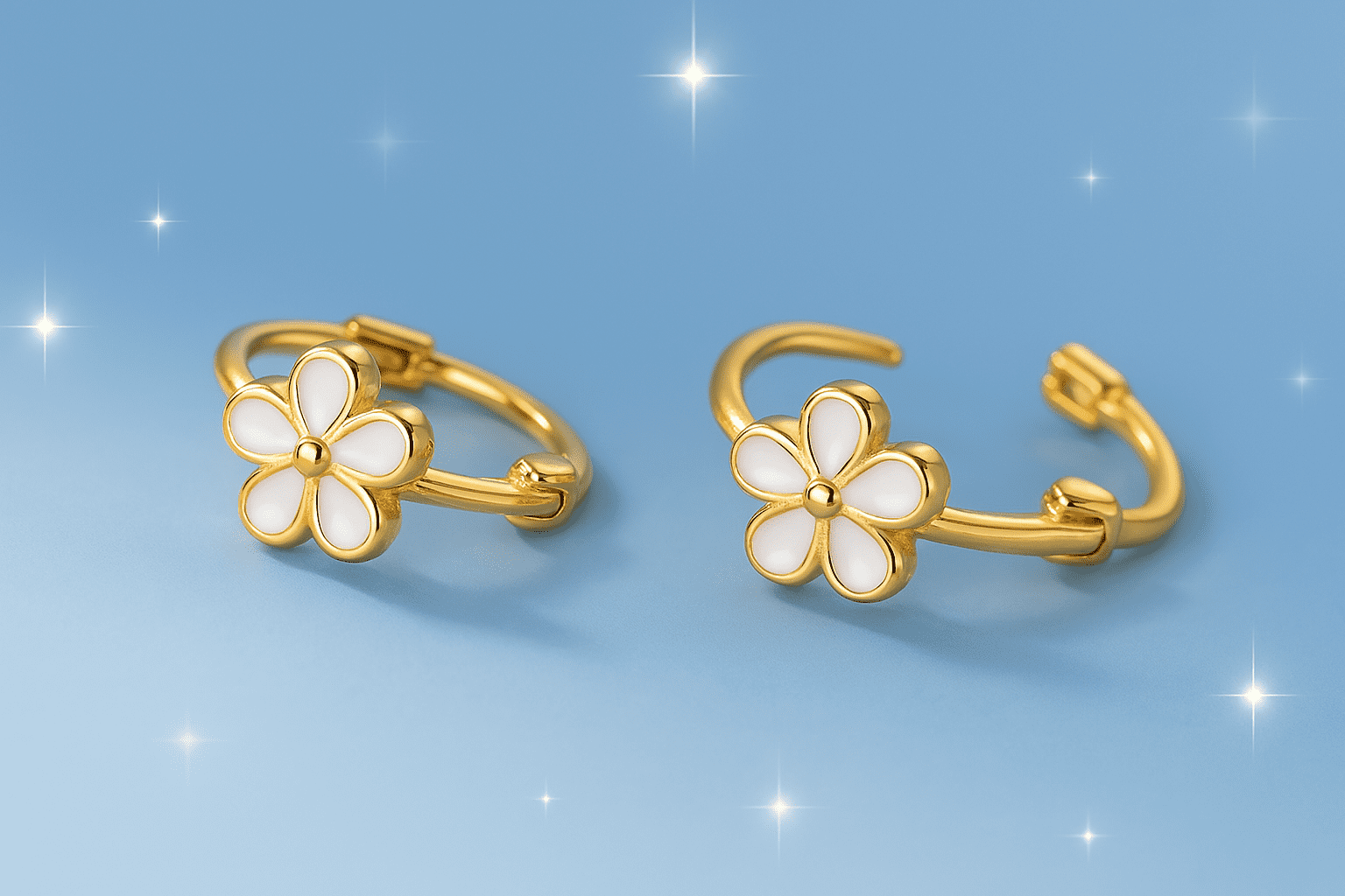 RYSKYJEWELRY Flower Huggie 925 Sterling Silver Earrings, All Ages