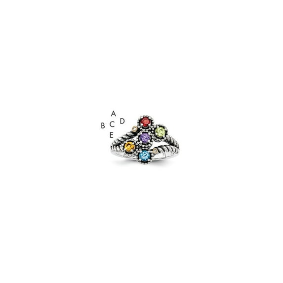 Sterling Silver & 14k Five-stone and Diamond Mother's Ring Semi-Mount - Size 10
