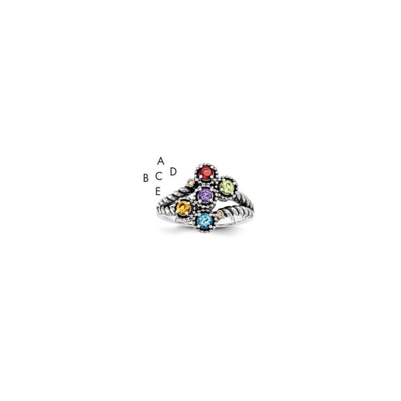 Sterling Silver & 14k Five-stone and Diamond Mother's Ring Semi-Mount - Size 8