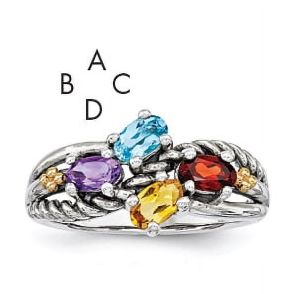 Sterling Silver 14k Four-stone Mother's Ring Mounting Size