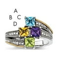 thumbnail image 1 of Sterling Silver & 14k Four-stone and Diamond Mother's Semi-Mount Ring - Size 6, 1 of 3