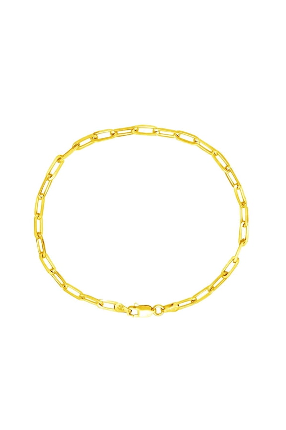 Sterling Silver 14k Gold Overlay Paper clip Link Chain Bracelet(2.6m) 7"
