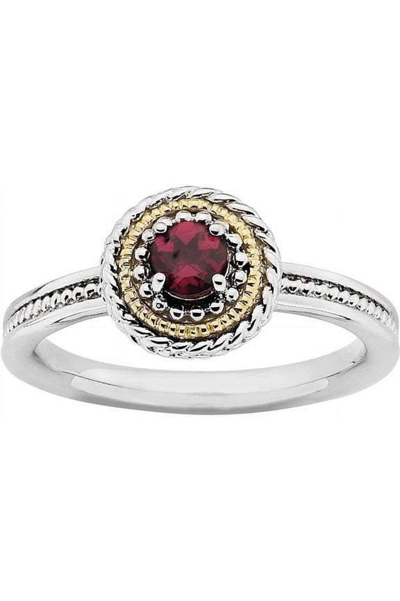 Sterling Silver & 14k Rhodolite Garnet Ring