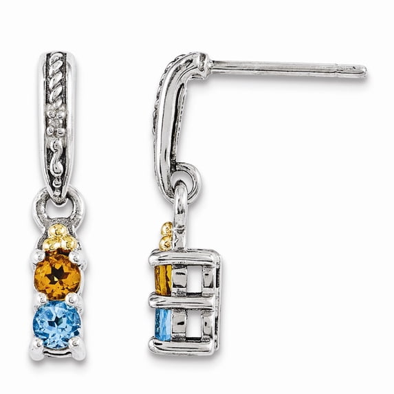 Sterling Silver & 14k Two-stone and Diamond Mother's Earring Semi-Mount