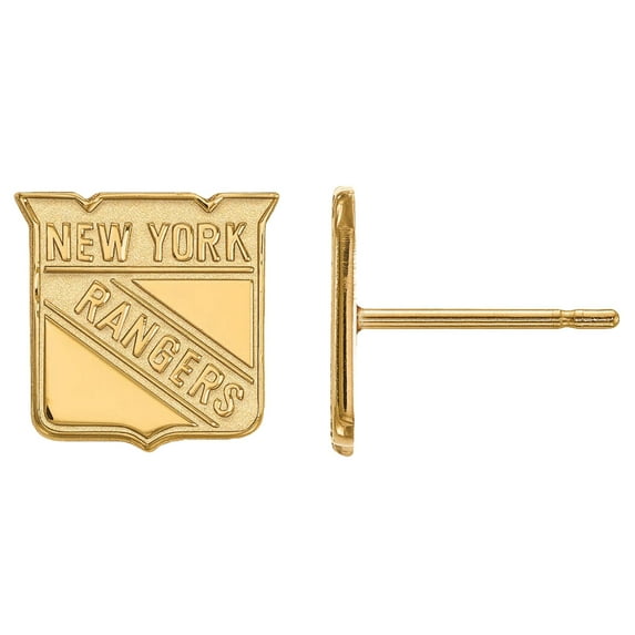 Sterling Silver 14k Yellow Gold Plated NHL New York Rangers XS Post Earrings