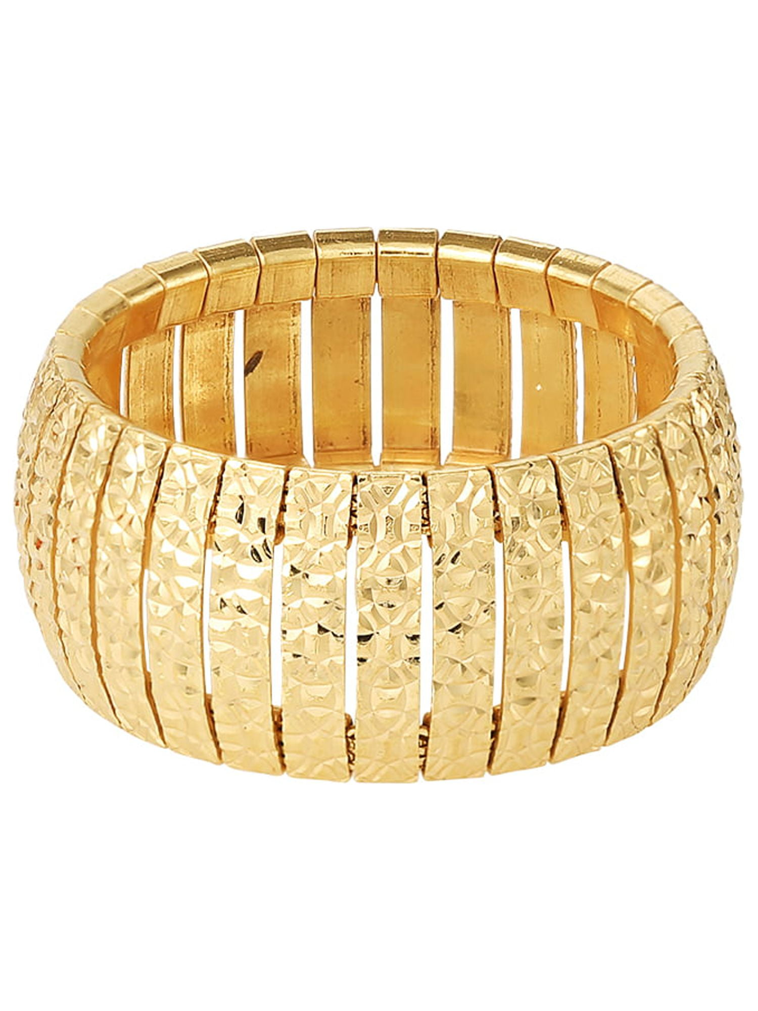 Brilliance Fine Women's Sterling Silver 14kt Gold Plated Diamond Cut Ring, Size 8
