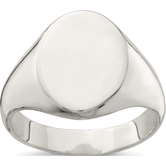 Sterling Silver 15X12mm Closed Back Signet Ring (Size 10) Made In India qr2443-10