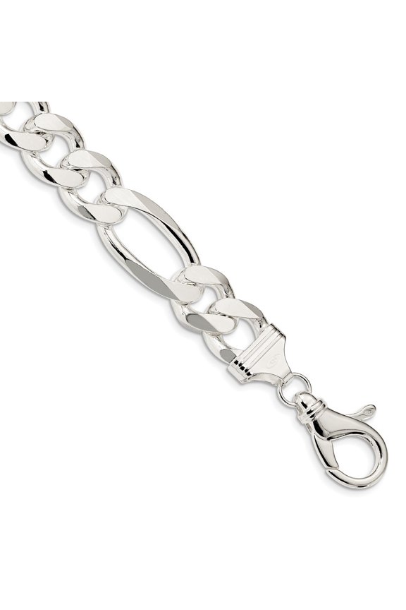 Sterling Silver 15mm Figaro Chain Anklet - 70.9 Grams - 9 Inch - Lobster Claw