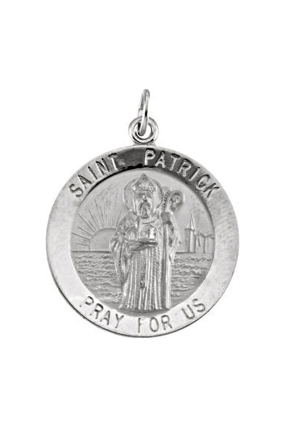 Sterling Silver 15mm Round St. Patrick 18" Necklace