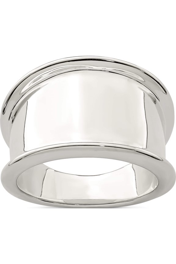 Sterling Silver 15mm Tapered Ring (Size 6) Made In Thailand qr1784-6